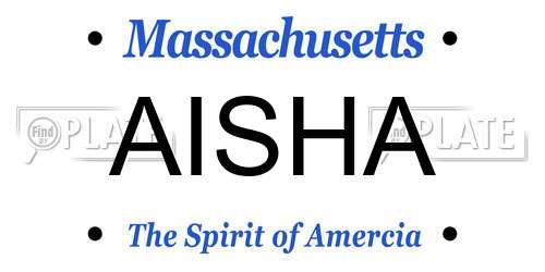 AISHA Massachusetts License Plate