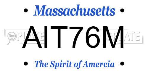 AIT76M Massachusetts License Plate