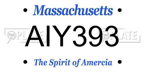 AIY393 Massachusetts License Plate