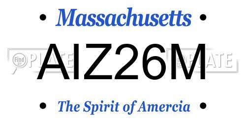 AIZ26M Massachusetts License Plate