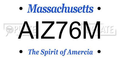 AIZ76M Massachusetts License Plate