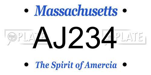 AJ234 Massachusetts License Plate