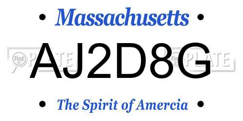 AJ2D8G Massachusetts License Plate