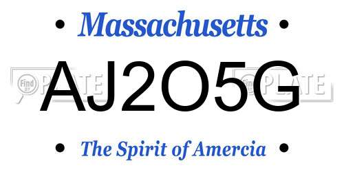 AJ2O5G Massachusetts License Plate