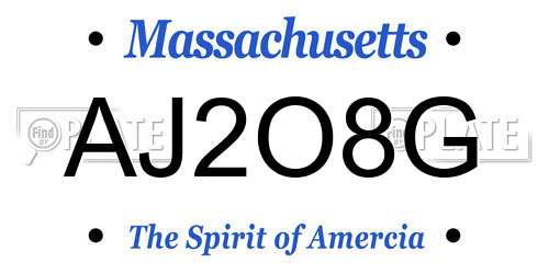 AJ2O8G Massachusetts License Plate