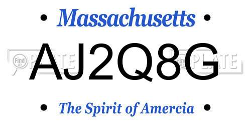 AJ2Q8G Massachusetts License Plate