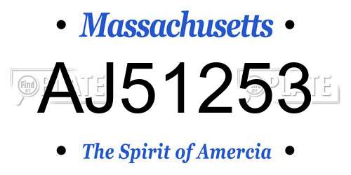 AJ51253 Massachusetts License Plate