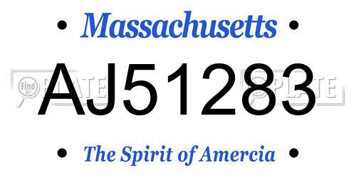 AJ51283 Massachusetts License Plate