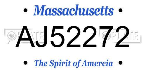 AJ52272 Massachusetts License Plate