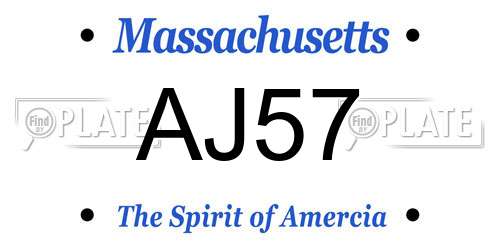 AJ57 Massachusetts License Plate