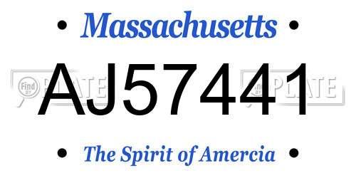 AJ57441 Massachusetts License Plate
