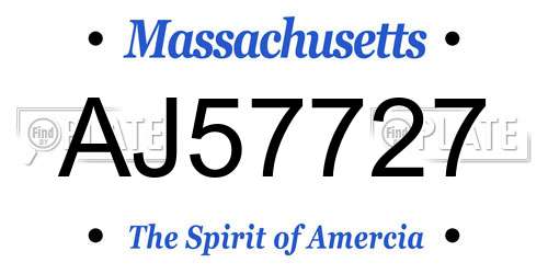 AJ57727 Massachusetts License Plate