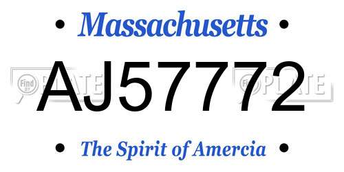 AJ57772 Massachusetts License Plate