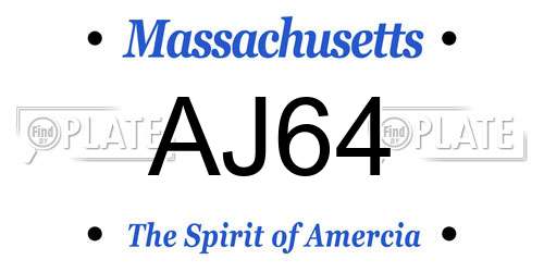 AJ64 Massachusetts License Plate