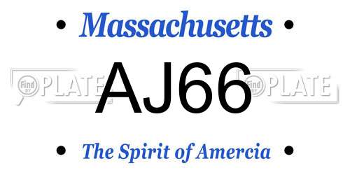 AJ66 Massachusetts License Plate