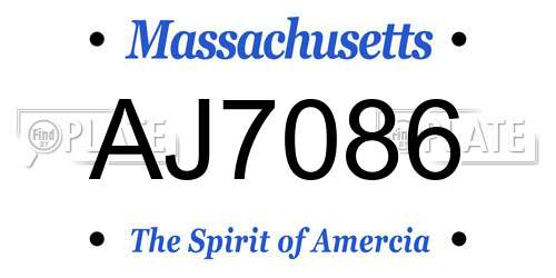 AJ7086 Massachusetts License Plate