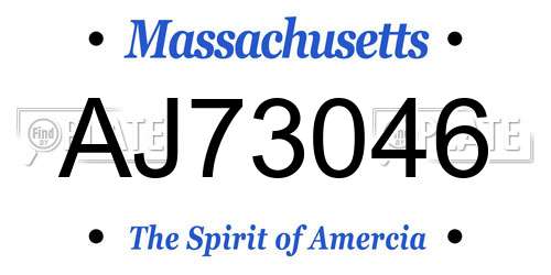 AJ73046 Massachusetts License Plate
