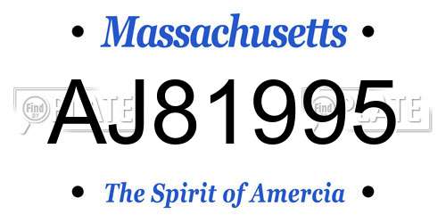 AJ81995 Massachusetts License Plate