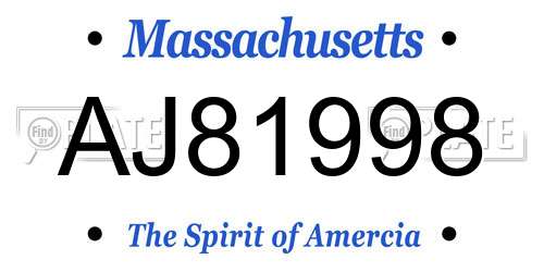 AJ81998 Massachusetts License Plate