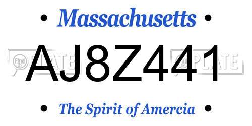 AJ8Z441 Massachusetts License Plate
