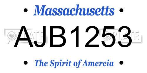 AJB1253 Massachusetts License Plate