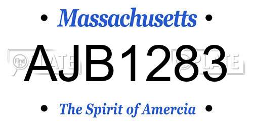 AJB1283 Massachusetts License Plate