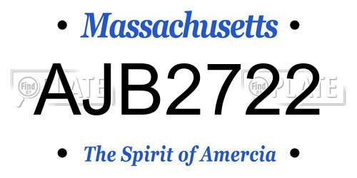 AJB2722 Massachusetts License Plate
