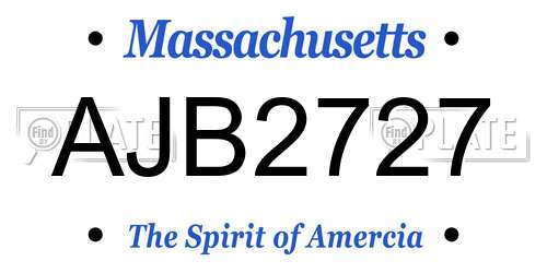 AJB2727 Massachusetts License Plate