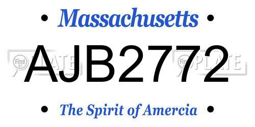 AJB2772 Massachusetts License Plate