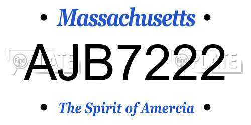 AJB7222 Massachusetts License Plate