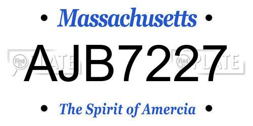 AJB7227 Massachusetts License Plate