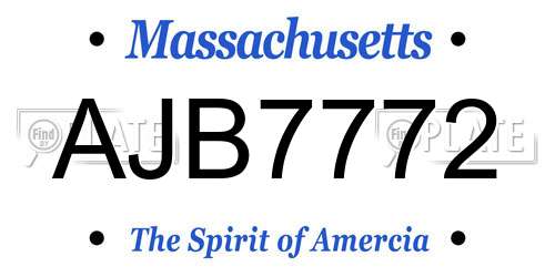 AJB7772 Massachusetts License Plate