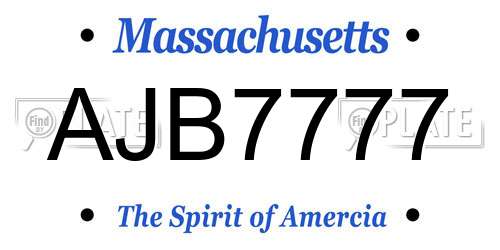 AJB7777 Massachusetts License Plate