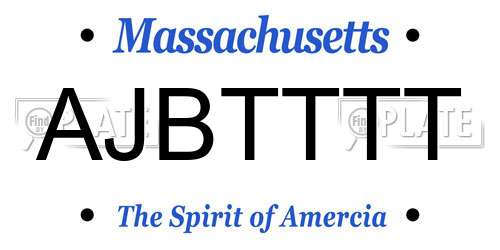 AJBTTTT Massachusetts License Plate