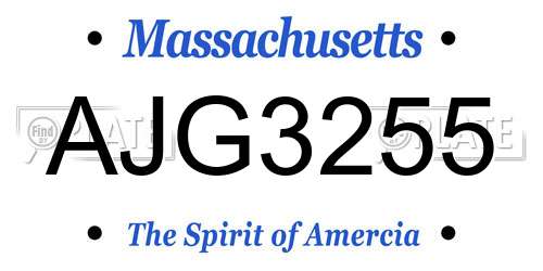 AJG3255 Massachusetts License Plate
