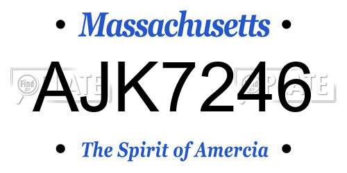 AJK7246 Massachusetts License Plate