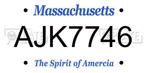 AJK7746 Massachusetts License Plate