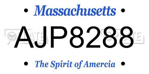 AJP8288 Massachusetts License Plate