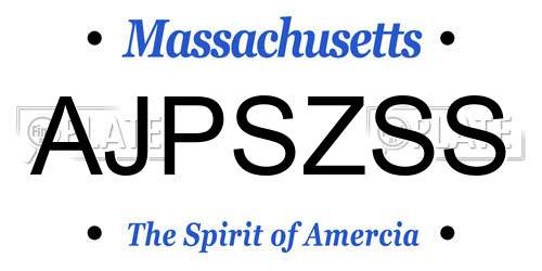 AJPSZSS Massachusetts License Plate