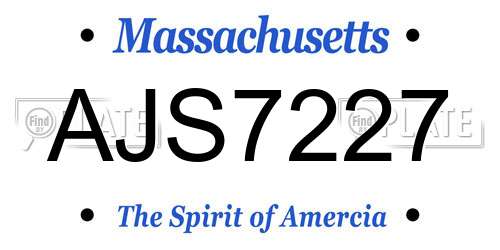 AJS7227 Massachusetts License Plate