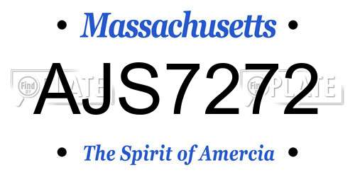 AJS7272 Massachusetts License Plate