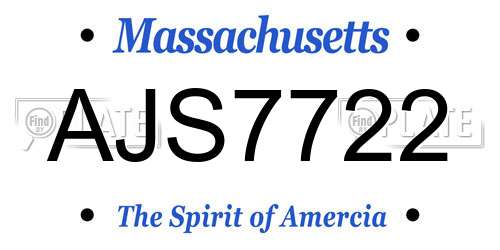 AJS7722 Massachusetts License Plate