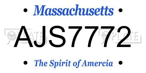 AJS7772 Massachusetts License Plate