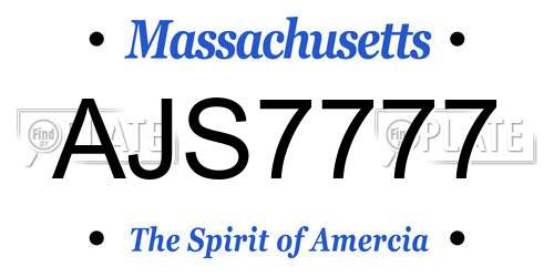 AJS7777 Massachusetts License Plate