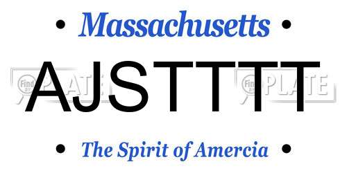 AJSTTTT Massachusetts License Plate