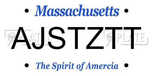 AJSTZTT Massachusetts License Plate
