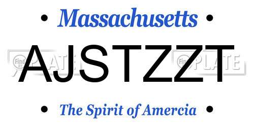 AJSTZZT Massachusetts License Plate