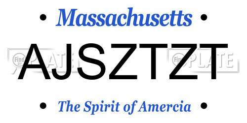 AJSZTZT Massachusetts License Plate