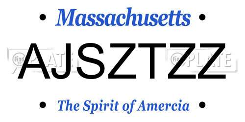 AJSZTZZ Massachusetts License Plate
