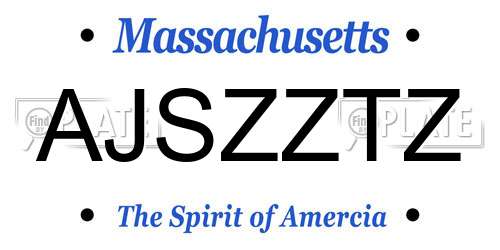 AJSZZTZ Massachusetts License Plate